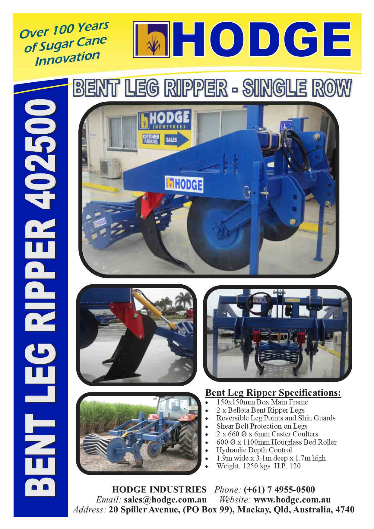 Bent-Leg-Ripper-1row--402500--Brochure — Hodge Industries in Mackay Harbour, QLD