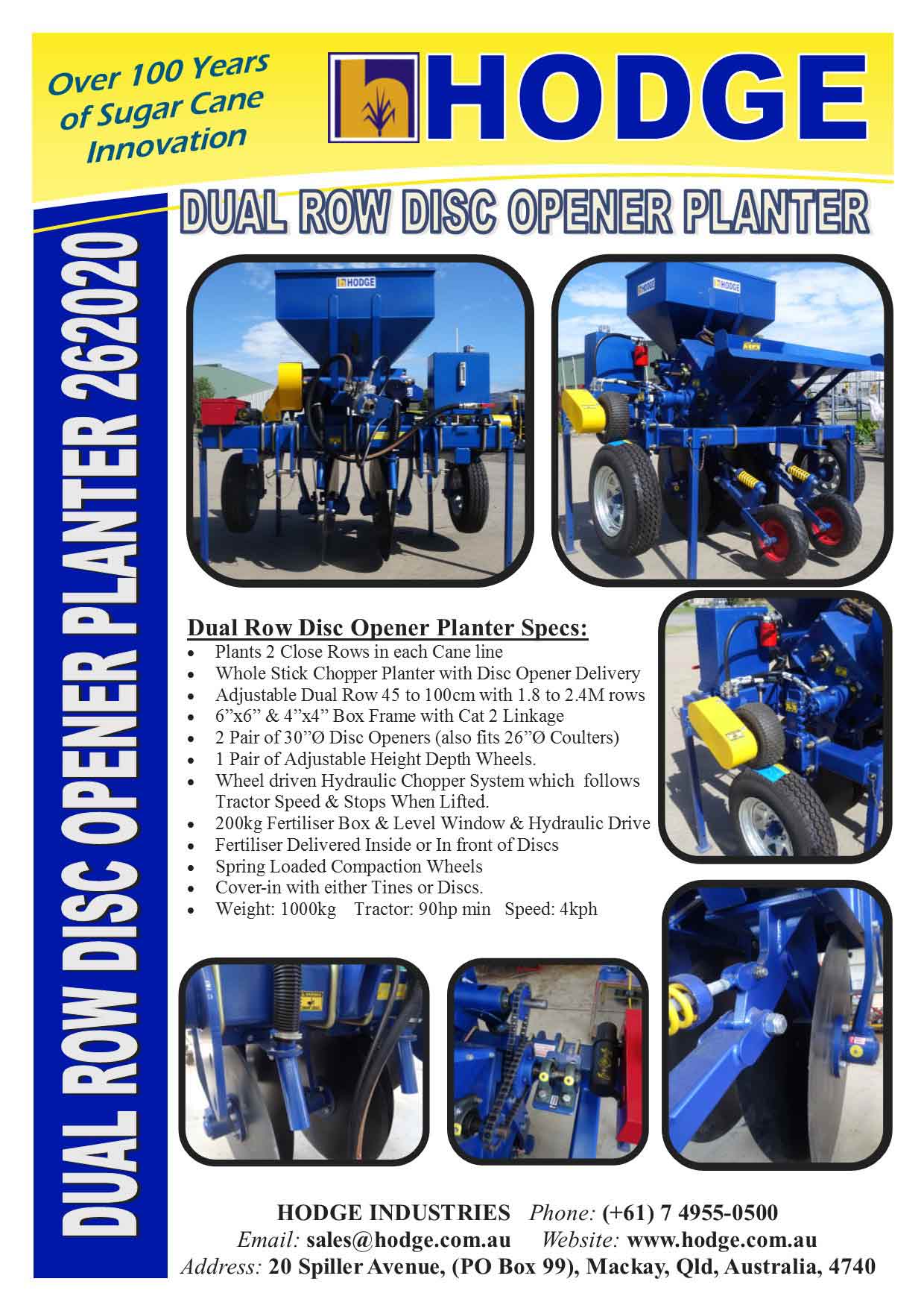 PlanterWholestickDualRowDiscOpener-262020--Brochure — Hodge Industries in Mackay Harbour, QLD