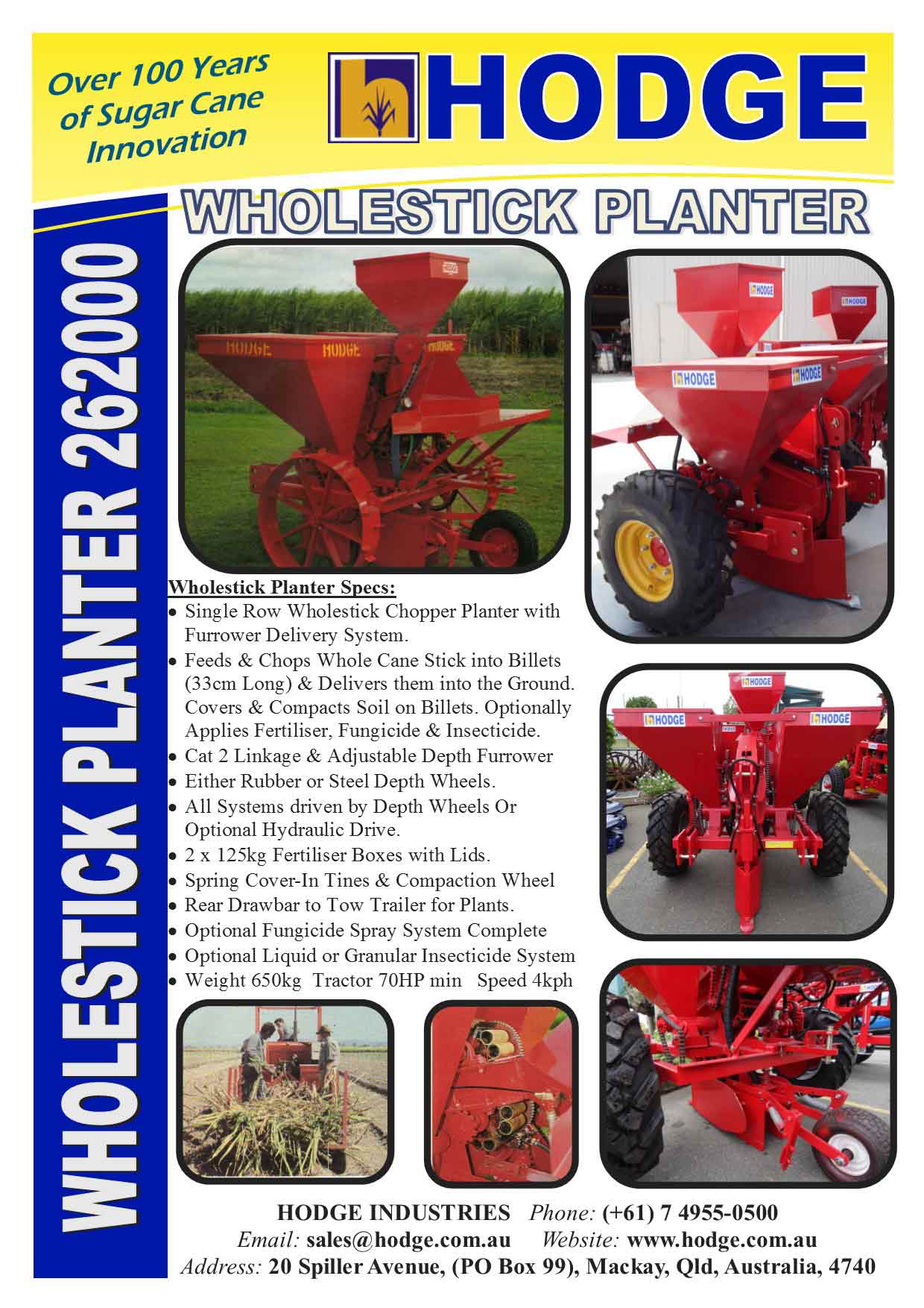 PlanterWholestickFurrower1row-262000--Brochure — Hodge Industries in Mackay Harbour, QLD