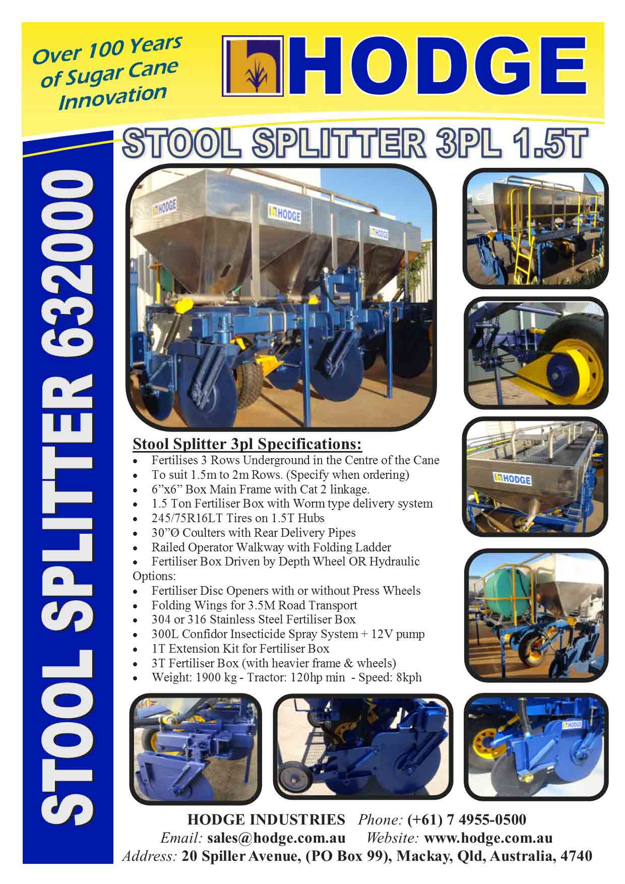 StoolSplitter3pl1-5T-632000--Brochure — Hodge Industries in Mackay Harbour, QLD