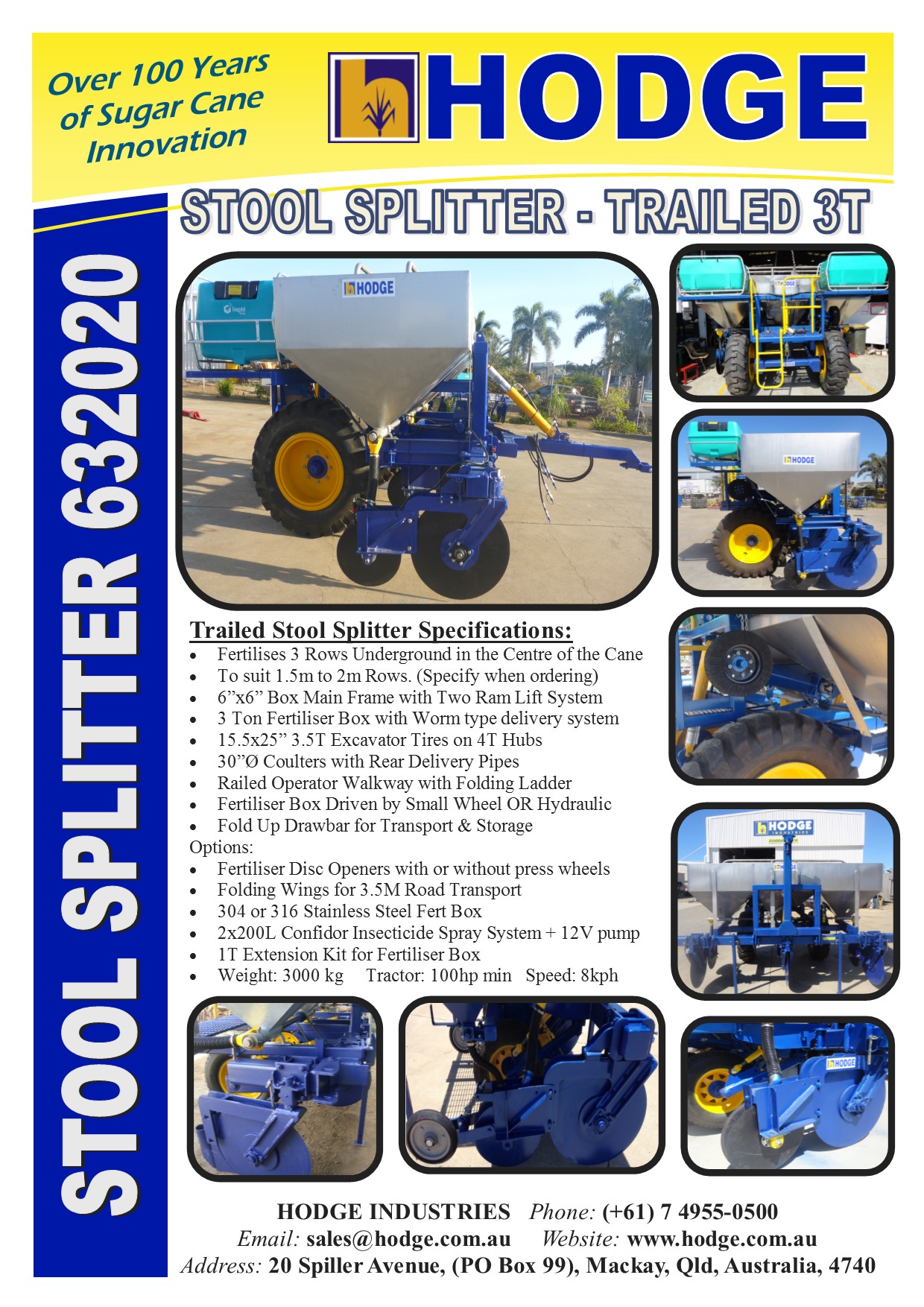 StoolSplitterTrailed3T-632020 -Brochure — Hodge Industries in Mackay Harbour, QLD
